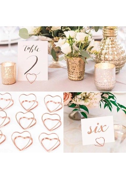 Gül Altın 20 Adet Kalp Şekli Metal Fotoğraf Klip Standları Düğün Masa Numarası Adı Doğum Günü Partisi Dekoru Için Yer Kart Sahibinin Ev Mesaj Burcu (Yurt Dışından) modelleri