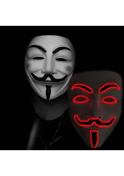 Mavi Renkli Cadılar Bayramı Neon Maske LED Maske Masquerade Parti Maskeleri Karanlıkta Işık Glow Korku Maskeleri Cosplay Kostüm Malzemeleri (Yurt Dışından) fiyatları