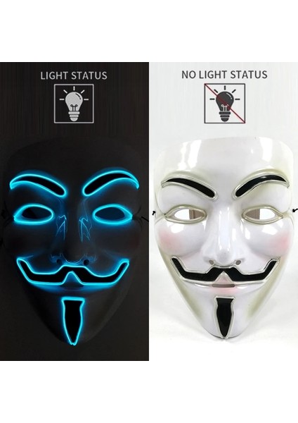 Mavi Renkli Cadılar Bayramı Neon Maske LED Maske Masquerade Parti Maskeleri Karanlıkta Işık Glow Korku Maskeleri Cosplay Kostüm Malzemeleri (Yurt Dışından) indirimleri