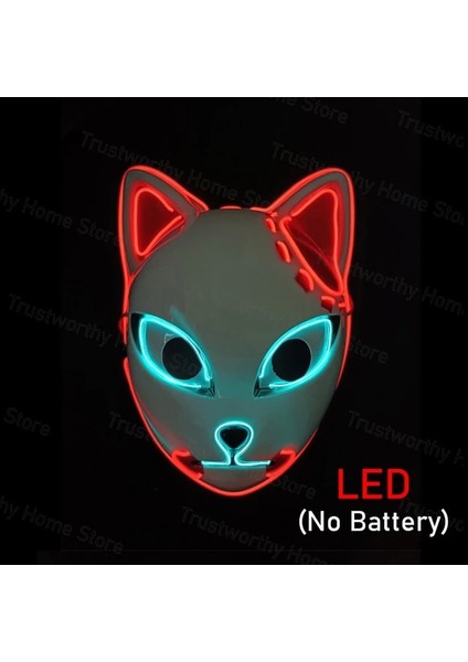 Bir Led-Eski Versiyonu 1/2/3pcs Cadılar Bayramı Korku Maskesi Parlayan Hayalet Bıçak Maskeleri Iblis Avcısı Tilki Maskesi Parti Kostüm Cosplay Maske Noel Sahne Dekor (Yurt Dışından)