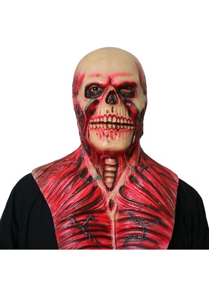 Stil D Cadılar Bayramı Çift Katmanlı Korku Maskesi Cosplay Ghoulish Palyaço Korkunç Maske Yüz Cilt Lateks Iki Katmanlı Ghostface Prop Yetişkin Çocuk (Yurt Dışından)