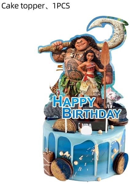 Kek Bayrağı-1 Adet Disney Moana Doğum Günü Partisi Dekorasyon Malzemeleri Çocuklar Bebek Duş Sofra Bardak Tabaklar Afişler Balonlar Olay Dekor Hediye Şekeri (Yurt Dışından)
