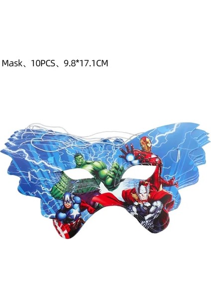 10 Adet Maske Süper Kahraman Parti Malzemeleri Avengers Temalı Kek Topper Tek Kullanımlık Sofra Masa Örtüsü Balon Boys Doğum Günü Partisi Dekorasyon (Yurt Dışından)