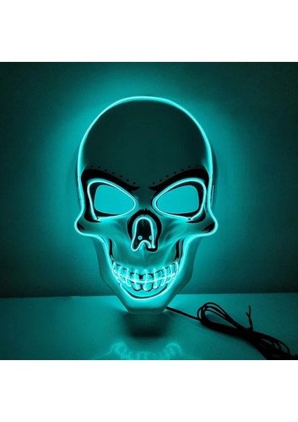 Buz Mavisi Neon Maske LED Işık Up Parti Maskeleri Tasfiye Seçim Yılı Büyük Komik Maske Festivali Cosplay Kostüm Malzemeleri Glow Koyu (Yurt Dışından)