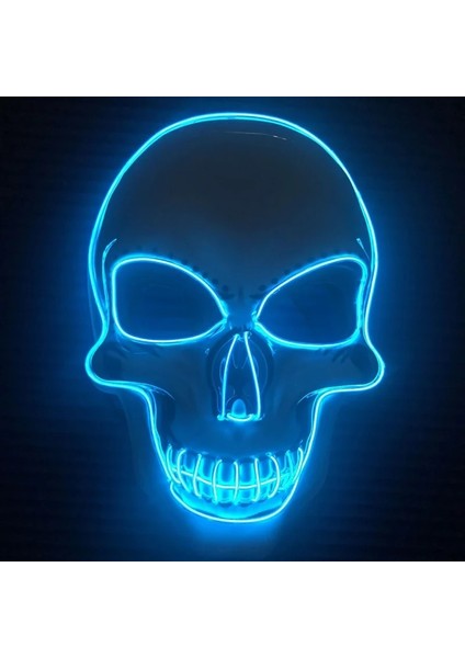 Buz Mavisi Neon Maske LED Işık Up Parti Maskeleri Tasfiye Seçim Yılı Büyük Komik Maske Festivali Cosplay Kostüm Malzemeleri Glow Koyu (Yurt Dışından) indirimleri