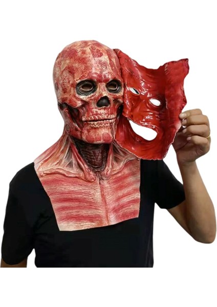 Stil D Cadılar Bayramı Çift Katmanlı Korku Maskesi Cosplay Ghoulish Palyaço Korkunç Maske Yüz Cilt Lateks Iki Katmanlı Ghostface Prop Yetişkin Çocuk (Yurt Dışından) fiyatları