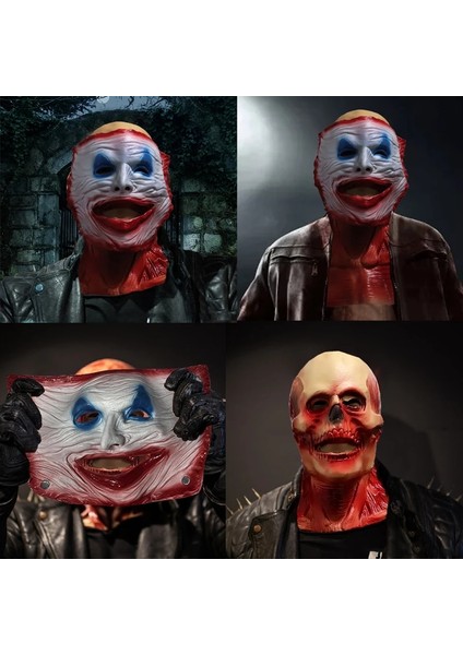 Stil D Cadılar Bayramı Çift Katmanlı Korku Maskesi Cosplay Ghoulish Palyaço Korkunç Maske Yüz Cilt Lateks Iki Katmanlı Ghostface Prop Yetişkin Çocuk (Yurt Dışından) modelleri