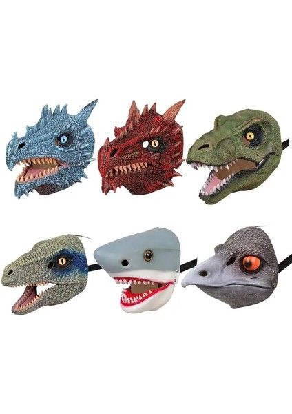 Stil 1 Cadılar Bayramı Ejderha Dinozor Maskesi Açık Ağız Lateks Korku Dinozor Başlık Dino Maskesi Parti Cosplay Kostüm Korkmuş Maske (Yurt Dışından)