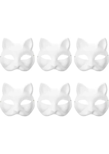 6 Adet 10/6/5/4 Adet Masquerade Kedi Yüz Maskeleri Dıy Parti Maskeleri Sahne Boyanabilir Boş Maskeler Parti Cosplay Aksesuarları (Yurt Dışından)