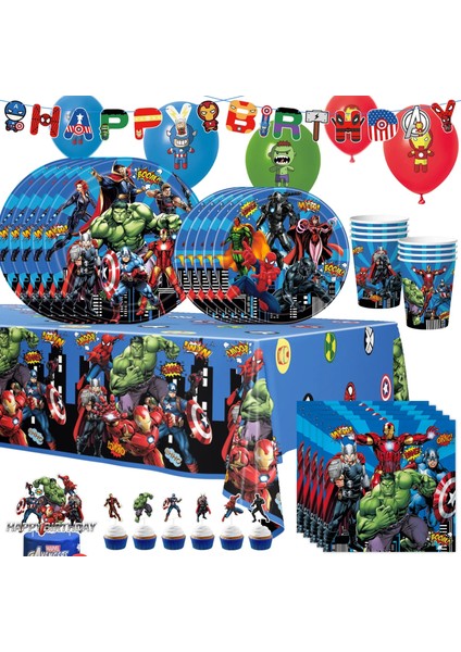10 Adet Maske Süper Kahraman Parti Malzemeleri Avengers Temalı Kek Topper Tek Kullanımlık Sofra Masa Örtüsü Balon Boys Doğum Günü Partisi Dekorasyon (Yurt Dışından)