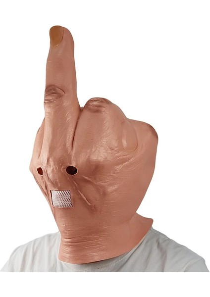 Gösterildiği Gibi Komik Orta Parmak Parodi Lateks Maske Cadılar Bayramı Partisi Maske Bar Cosplay Sahne Mascarillas Ürpertici Parmaklar Maske Yenilik Parmak (Yurt Dışından) fırsatları