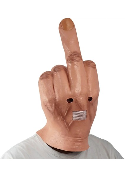 Gösterildiği Gibi Komik Orta Parmak Parodi Lateks Maske Cadılar Bayramı Partisi Maske Bar Cosplay Sahne Mascarillas Ürpertici Parmaklar Maske Yenilik Parmak (Yurt Dışından) indirimleri