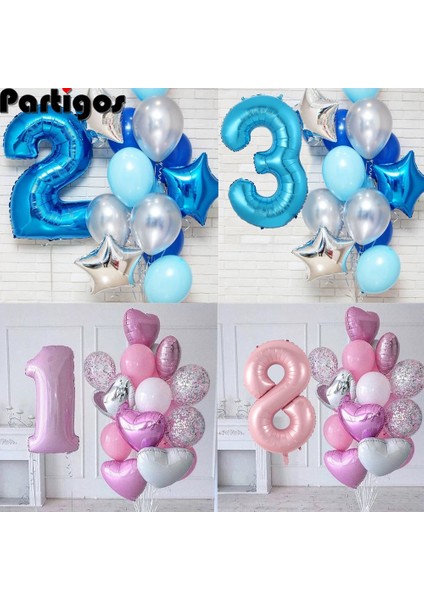 Resim Olarak 12 Adet/grup Erkek Doğum Günü Balonları 40 Inç Mavi Numarası Balon 3/3rd Doğum Günü Partisi Dekorasyon Çocuklar Anniversaire 9/1/3 Yaşında (Yurt Dışından)