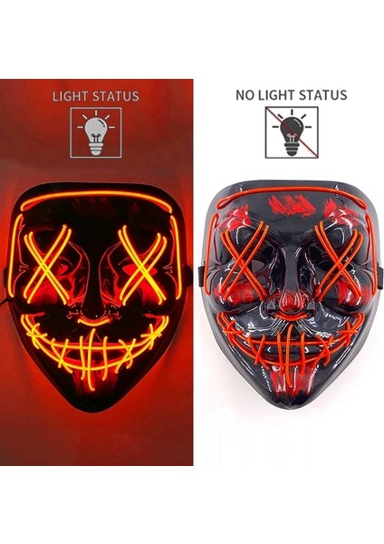 Maske 37 Yeni Tasarlanmış Parlayan Cadılar Bayramı Partisi Maskesi Yanıp Sönen LED Maskeleri El Neon Işık Cosplay Maske Kostüm Sahne Glow Parti Malzemeleri (Yurt Dışından)