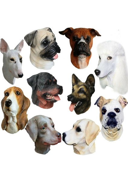Bordo Lateks Hayvan Gerçekçi Boğa Köpek Labrador Pit Bull Basset Hound Alman Çoban Köpeği Sahne Parti Maskeleri (Yurt Dışından)