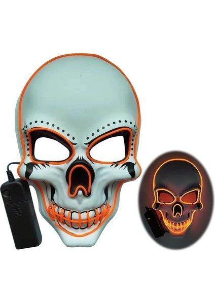 09 Kafatası LED Maske Masquerade Maskeleri Neon Maske Karanlıkta Işık Glow Maskara Korku Maskesi Parlayan Masker Cadılar Bayramı Partisi Maskesi (Yurt Dışından)