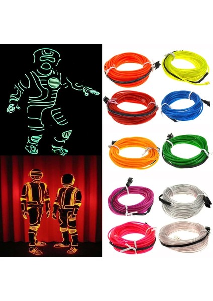 Turuncu 3 M Glow El Tel Kablo LED Neon Noel Dans Partisi Dıy Kostümleri Giyim Aydınlık Araba Işık Dekorasyonu Elbise Topu Rave 1 M/3 M/5 M (Yurt Dışından) modelleri