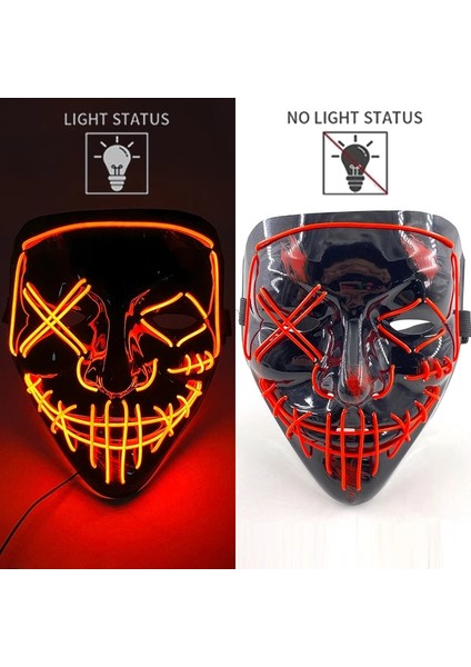 Renk 7 Korkunç Tasfiye Cadılar Bayramı Light Up Maske Festivali Masquerade Karanlıkta Parlayan LED Yüz Maskeleri Neon Parti Maskesi Cosplay Parti Dekoru (Yurt Dışından) fırsatları