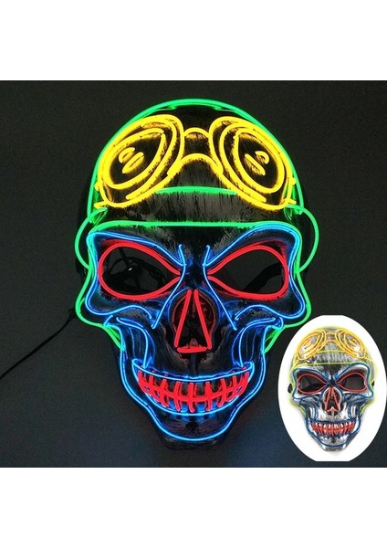 Maske 11 Parlayan Cosplay El Tel Neon Maske Korkunç Kafatası Masquerade Aydınlık Karnaval Şenlikli Parti Malzemeleri Cadılar Bayramı Için LED Tasfiye Maskesi (Yurt Dışından)