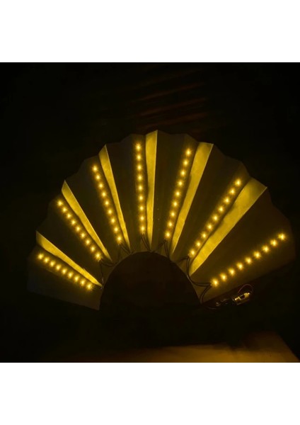 Sarı Glow Katlanır LED Fan Dans Işıkları Gece Gösterisi Dj Floresan Bar Gece Kulübü Parti Hediyeler Düğün Dekorasyon Renk Değiştirme Fan (Yurt Dışından)