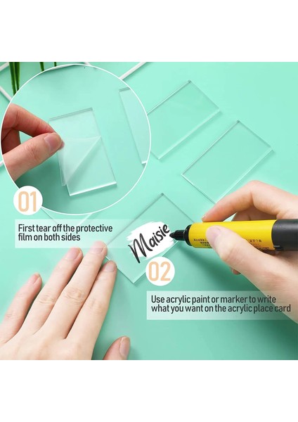Altın 1.6mm 15 Adet Buzlu Akrilik Düğün Yeri Kartı Boş Dikdörtgen Adı Yer Kartı, Gelin/bebek Partisi, Konuk Parti Ayarı Dekor Gıda Etiketi Şekeri (Yurt Dışından) fırsatları