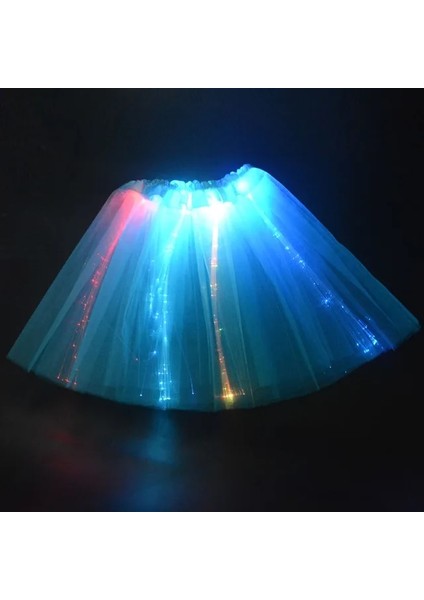 Gençler Veya Kadınlar Için Mavi Kadın Kız Yanıp Sönen LED Işık Up Tül Fiber Optik Tutu Etek Aydınlık Peri Kostüm Doğum Günü Hediyesi Noel Glow Parti (Yurt Dışından)