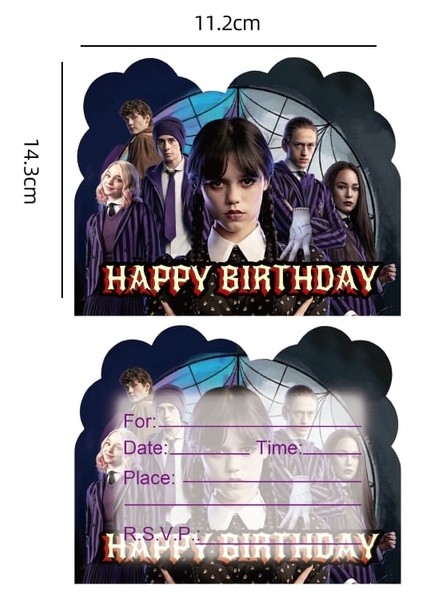 10 Adet Davetiye Çarşamba Addams Tema Parti Süslemeleri Bebek Duş Parti Balonları Cupcake Bayrakları Tek Kullanımlık Tabaklar Bardaklar Peçeteler Bardaklar Afişler (Yurt Dışından)
