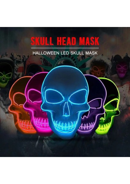 Mavi Cadılar Bayramı LED Maske Tasfiye Maskeleri Seçim Maskara Kostüm Partisi Işığı Karışık Renkli Maske Karanlıkta Glow Korku Maskesi Parlayan Masker (Yurt Dışından) indirimleri