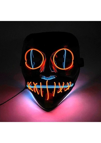 2 Renk 20 Korku Cadılar Bayramı LED Maske LED Neon Işıklı Maske Kostüm Festivali Cosplay Dj Parti Işıklı Maskeler Seçim Tasfiye Maskara Maskesi (Yurt Dışından)