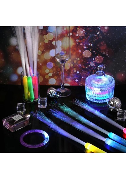 Çok Renkli 12 Adet 12 Parça Glow Fiber Optik Değnek Büyük Boy 35 cm LED Parlak Çubuk Kolye Üç Işık Modu Karanlıkta Işık Düğün Parti Dekorasyon Için (Yurt Dışından)