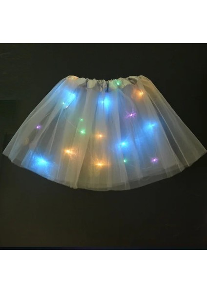 Gri 2-7 Yıl Kızlar Için Kadın Kız LED Etek Neon Işık Up Tutu Sahne Dans Glow Doğum Günü Partisi Hediye Çiçek Taç Peri Kostüm Değnek Düğün Cadılar Bayramı (Yurt Dışından)