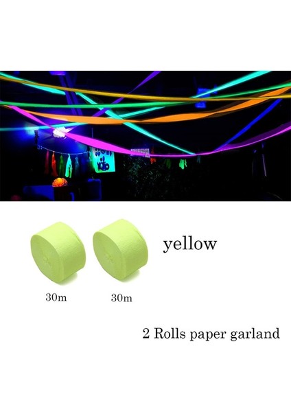 2 Rulo Sarı Siyah Işık Neon Parti Yüz ve Vücut Boyası Glow Panit Renk Güzellik Makyaj Vücut Boyası Uv Blacklight Neon Floresan Parti Malzemeleri (Yurt Dışından)