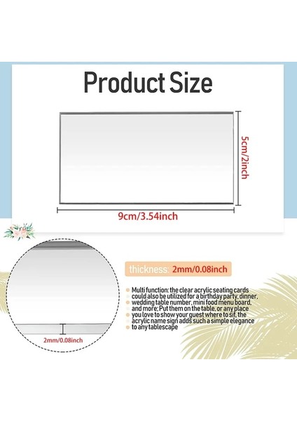 Gümüş 1.6mm 50 Adet Buzlu Akrilik Düğün Yeri Kartı Boş Dikdörtgen Adı Yer Kartı, Gelin/bebek Partisi, Konuk Parti Ayarı Dekor Gıda Etiketi Şekeri (Yurt Dışından)