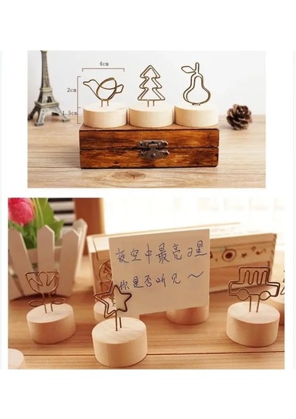 FLOWER-10PCS 10 Adet/paket Yaratıcı El Sanatları Ahşap Koltuk Kart Tutucu Demir Sanat Not Tutucu Karikatür Kartvizit Tutucu Ev Dekorasyon Süsler (Yurt Dışından) fırsatları