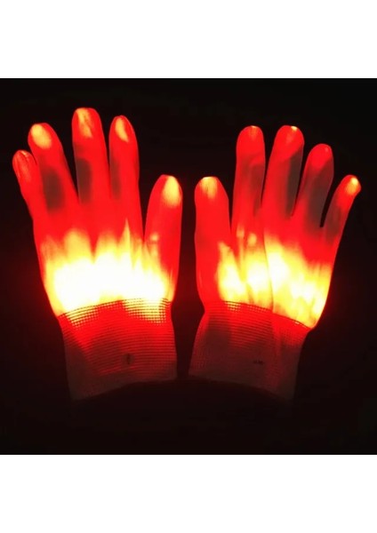 Kırmızı 21 cm 2 Adet Parti LED Eldiven Neon Guantes Parlayan Cadılar Bayramı Işık Sahne Aydınlık Yanıp Sönen Kafatası Eldiven Sahne Kostüm Malzemeleri (Yurt Dışından)