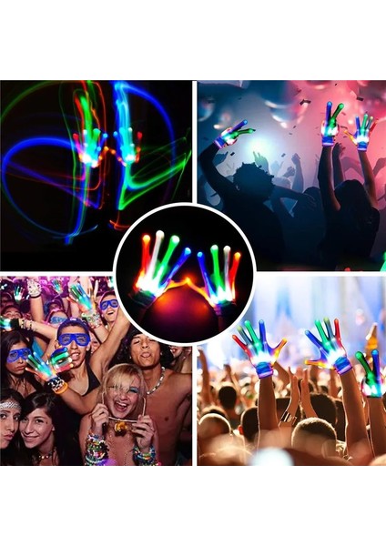 Kırmızı 21 cm 2 Adet Parti LED Eldiven Neon Guantes Parlayan Cadılar Bayramı Işık Sahne Aydınlık Yanıp Sönen Kafatası Eldiven Sahne Kostüm Malzemeleri (Yurt Dışından) modelleri