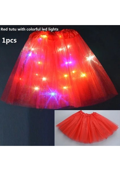 2-7 Yıl Kızlar Için Kırmızı Kadın Kız LED Etek Neon Işık Up Tutu Sahne Dans Glow Doğum Günü Partisi Hediye Çiçek Taç Peri Kostüm Değnek Düğün Cadılar Bayramı (Yurt Dışından)