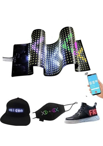 Rgb Çok Renkli 170 Rgb Esnek Ekran Renkli Ekran LED Modül Şerit Işık Uygulaması Bluetooth Dıy Şapka Elbise Çantası Ayakkabı Kelime Kaydırma Matris Ekranı (Yurt Dışından)