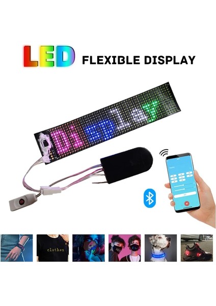 Rgb Çok Renkli 170 Rgb Esnek Ekran Renkli Ekran LED Modül Şerit Işık Uygulaması Bluetooth Dıy Şapka Elbise Çantası Ayakkabı Kelime Kaydırma Matris Ekranı (Yurt Dışından)