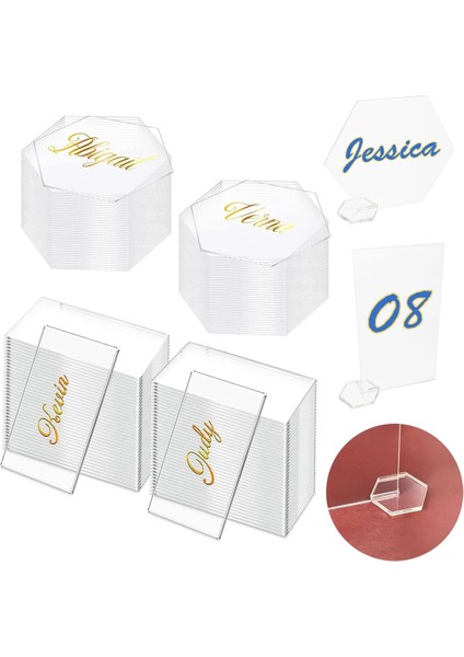 Kemerli 5 Adet 10/20/50 Adet Akrilik Yer Kartı Düğün Malzemeleri Ayakta Taban Masa Dekorasyon Konuk Adı Akrilik Yuvarlak Kare Şeffaf Kart (Yurt Dışından) indirimleri