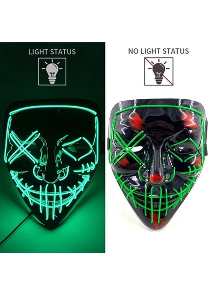 Renk 6 LED Cadılar Bayramı Tasfiye Maskesi LED Neon Yüz Maskeleri Maske Masquerade Korku Parti Sahne LED Işık Parti Maskesi Karanlıkta Büyümek (Yurt Dışından)