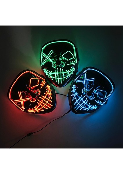 Renk 6 LED Cadılar Bayramı Tasfiye Maskesi LED Neon Yüz Maskeleri Maske Masquerade Korku Parti Sahne LED Işık Parti Maskesi Karanlıkta Büyümek (Yurt Dışından)