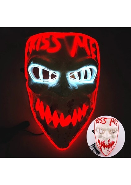 Maske 17 Parlayan Cosplay El Tel Neon Maske Korkunç Kafatası Masquerade Aydınlık Karnaval Şenlikli Parti Malzemeleri Cadılar Bayramı Için LED Tasfiye Maskesi (Yurt Dışından)