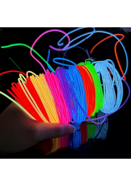 B071523 1m 1/3/5m Taşınabilir Neon El Tel Işıklar Süper Parlak Pil Kumandalı Cosplay Elbise Festivali Parti Cadılar Bayramı Dıy Yılbaşı Dekoru (Yurt Dışından)