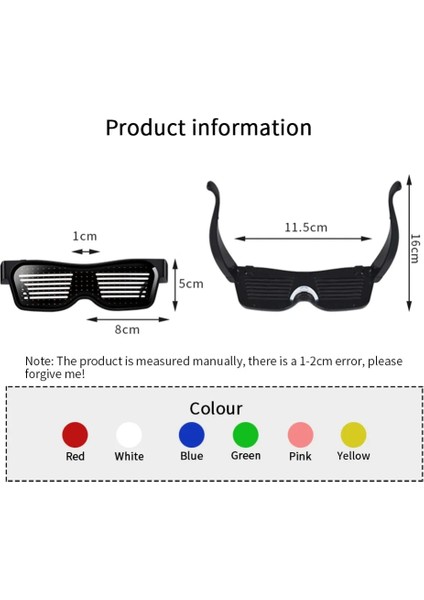 Beyaz App Bluetooth Parti Sihirli Flaş Övgüler LED Gözlük Çoklu Dil Programlanabilir Metin Animasyon Light Up Gözlük USB Şarj (Yurt Dışından) modelleri