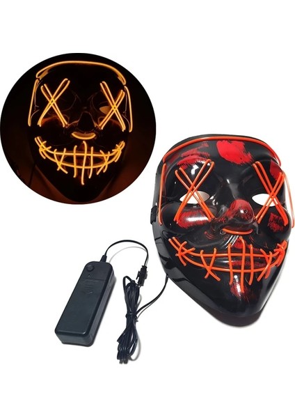 Turuncu Korkunç Cadılar Bayramı Maskesi Cosplay Light Up Tasfiye Cadılar Bayramı Masquerade Partisi LED Yüz Maskeleri Çocuklar Erkekler Kadınlar Için Karanlıkta Parlayan Maske (Yurt Dışından)