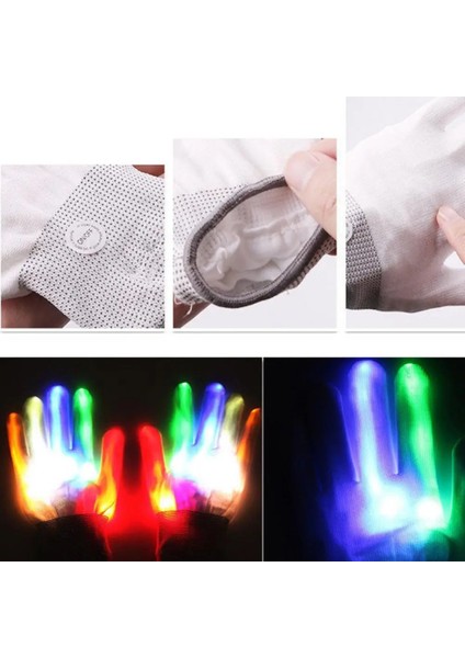 Sarı Eldiven Kostüm 1 Çift LED Işık Up El Parmak Cadılar Bayramı Noel Dans Dekor (Yurt Dışından)