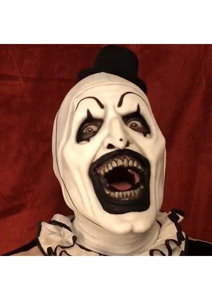 Palyaço Giysileri 2xl Terrifier Sanat Palyaço Korku Maskesi Cosplay Komik Evil Joker Şapka Lateks Maskeleri Cadılar Bayramı Partisi Kostüm Sahne (Yurt Dışından)