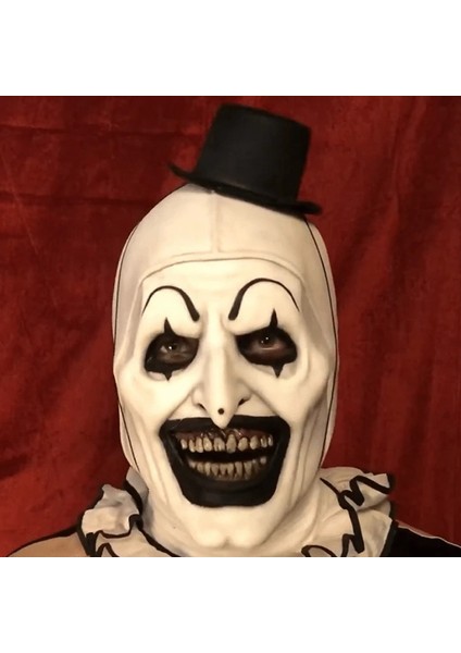 Palyaço Giysileri 2xl Terrifier Sanat Palyaço Korku Maskesi Cosplay Komik Evil Joker Şapka Lateks Maskeleri Cadılar Bayramı Partisi Kostüm Sahne (Yurt Dışından)