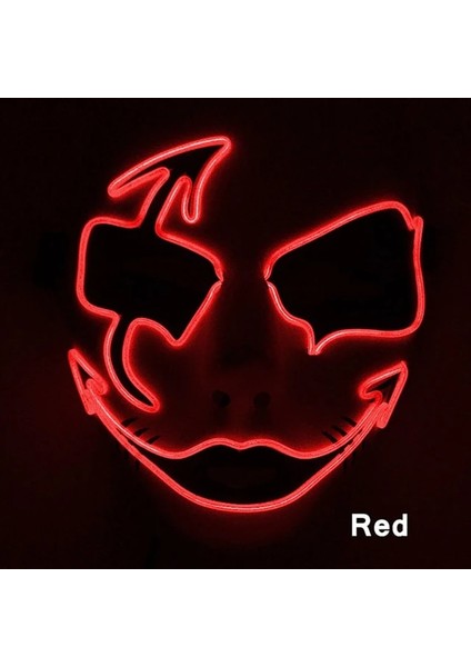 Kırmızı 2 Neon Işık LED Maske LED Cadılar Bayramı Korkunç Maske Cosplay Parti Maskesi Masquerade Maskeleri Cadılar Bayramı Kostüm Karnaval Glow Parti Sahne (Yurt Dışından)